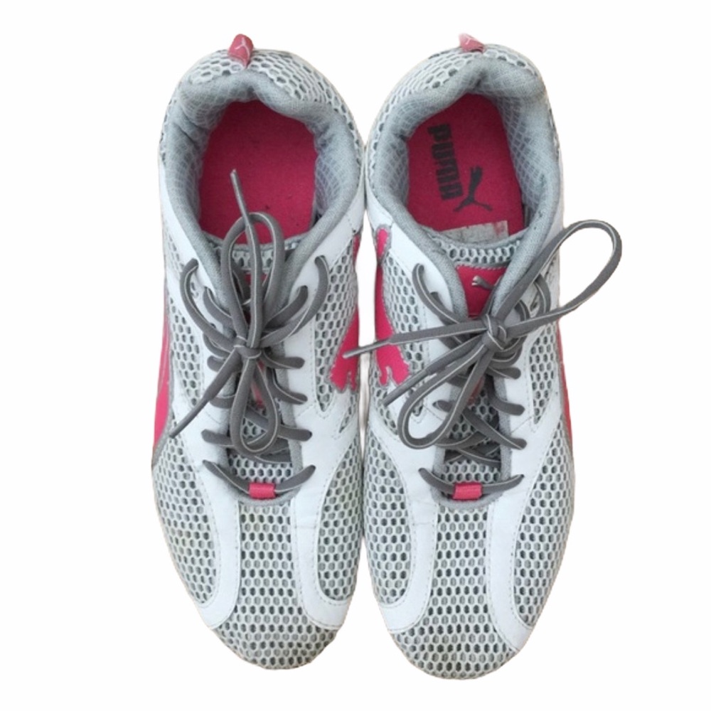 Gray & Pink Puma Sneakers
